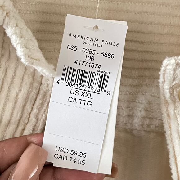 American Eagle Corduroy Shacket Womens XXL Cream Button Up Normcore Casual Cozy - Picture 7 of 11